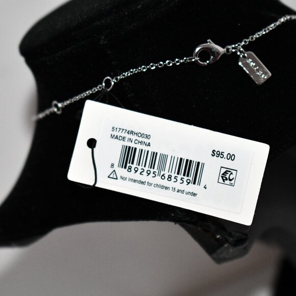 COACH Signature Heart Short Pendant Necklace in Silver #517774RHO030 NWT - Picture 5 of 5